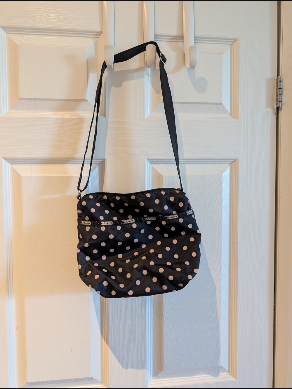 LeSportsac Polka Dot Crossbody Bag - Black and Pink